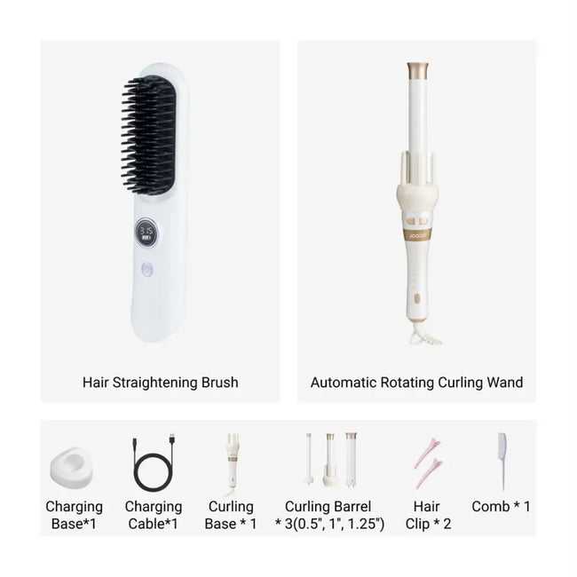 xCool 3-in-1 Automatic Rotating Curling Wand Set